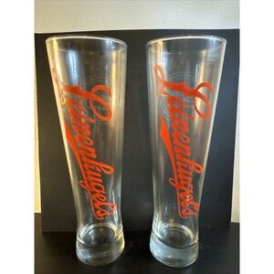 Leinenkugel's Tall Beer Glasses Shandy 9" Clear Red Logo‎ Heavy Base Wisconsin